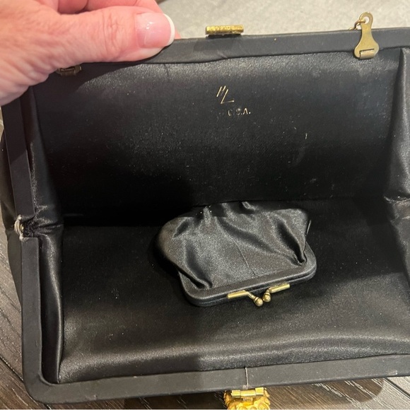 Vintage Black Evening Clutch with Gold Accent - Picture 4 of 4